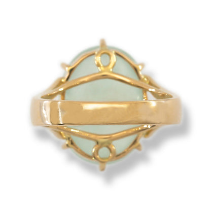 Ice Jadeite Jade 14K Yellow Gold Multi-Prong Ring UPC #394025