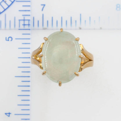 Ice Jadeite Jade 14K Yellow Gold Multi-Prong Ring UPC #394025