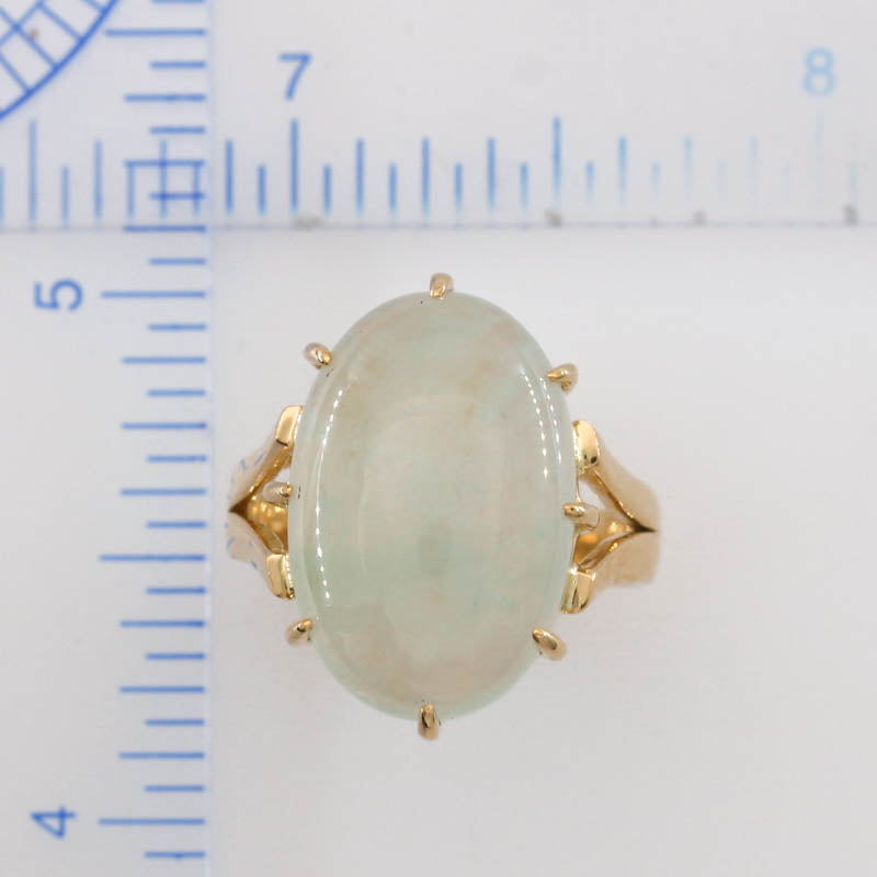 14K YELLOW GOLD ICE JADEITE JADE RING UPC #394032