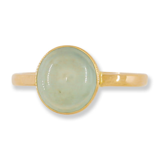 Ice Jadeite Jade 14K Yellow Gold Solitaire ring | UPC #397217
