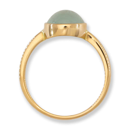 Ice Jadeite Jade 14K Yellow Gold Solitaire ring | UPC #397217