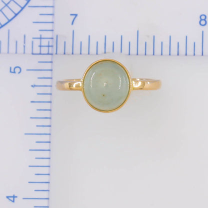 Ice Jadeite Jade 14K Yellow Gold Solitaire ring | UPC #397217