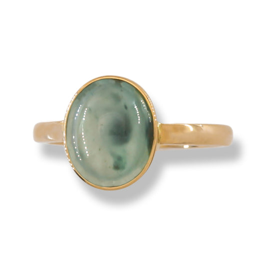 Water Jade | Icy Green Jadeite Jade Ring in 14K Yellow Gold | UPC #392281