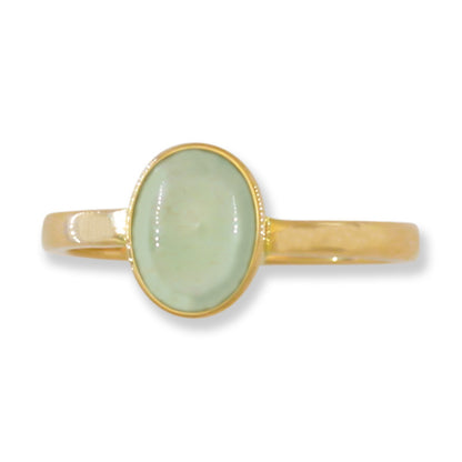 Water Jadeite Jade 14K Yellow Gold Solitaire ring | UPC #392311