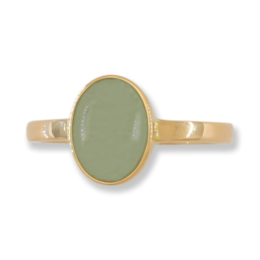Water Jadeite Jade 14K Yellow Gold Solitaire Ring | UPC #392304