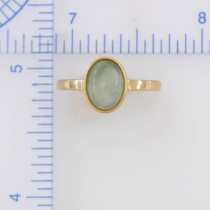 Water Jadeite Jade 14K Yellow Gold Solitaire Ring | UPC #392304