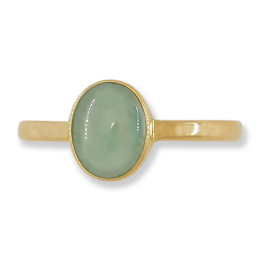 Water Jadeite Jade 14K Yellow Gold Solitaire ring | UPC #397231