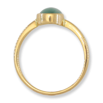 Water Jadeite Jade 14K Yellow Gold Solitaire ring | UPC #397231