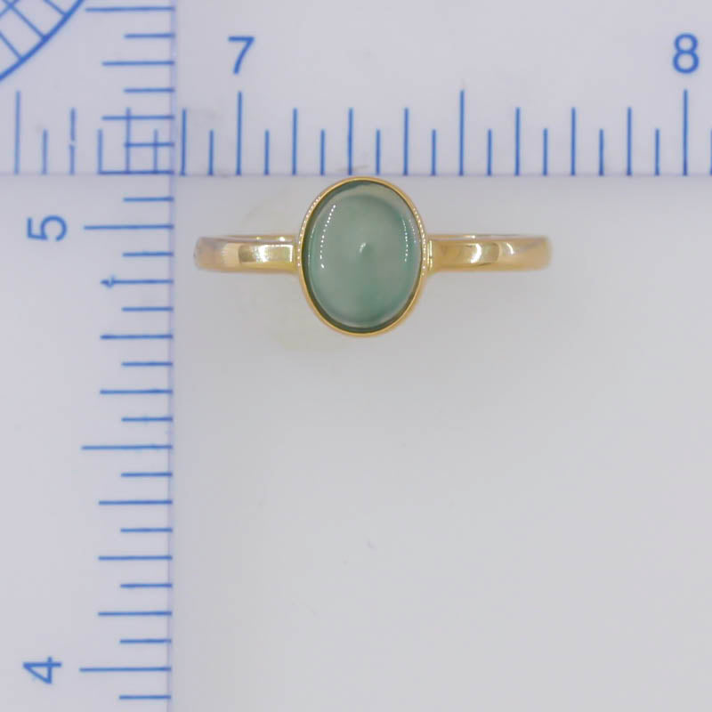 Water Jadeite Jade 14K Yellow Gold Solitaire ring | UPC #397231