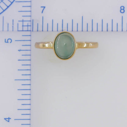 Water Jadeite Jade 14K Yellow Gold Solitaire ring | UPC #397231