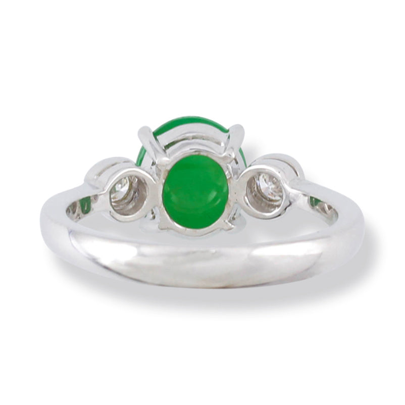 18K WHITE GOLD GREEN JADEITE JADE & DIAMOND RING UPC #367555
