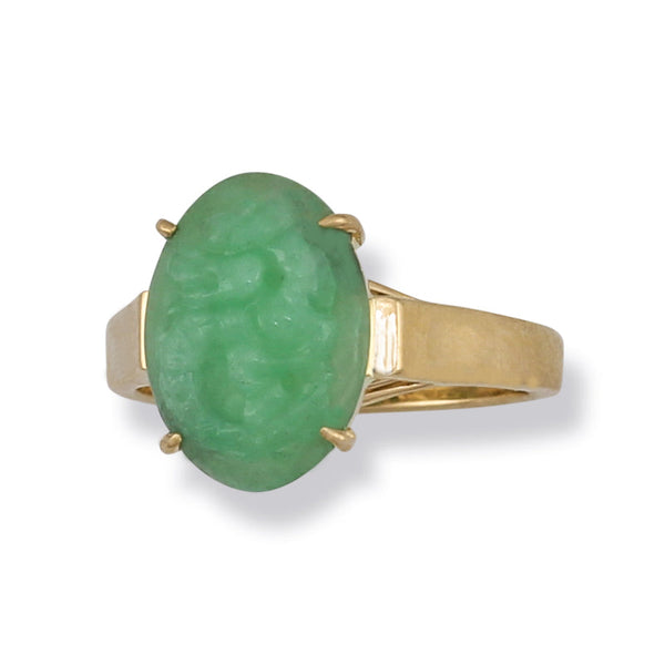 14K Yellow Gold Green Jadeite Jade Carved Dragon Ring – Mason-Kay Inc.
