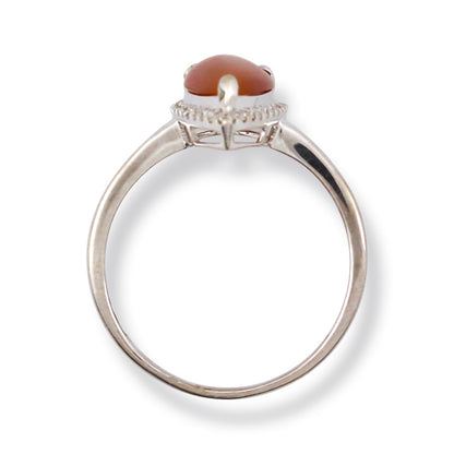 18K WHITE GOLD RED JADEITE JADE & DIAMOND RING UPC #370555