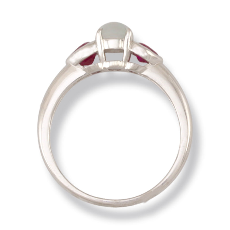 18K WHITE GOLD ICE JADEITE JADE AND RUBY RING UPC #377608