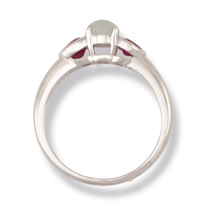 18K WHITE GOLD ICE JADEITE JADE AND RUBY RING UPC #377608
