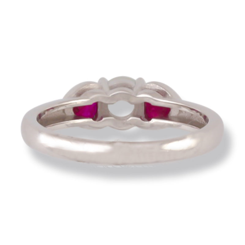 18K WHITE GOLD ICE JADEITE JADE AND RUBY RING UPC #377608
