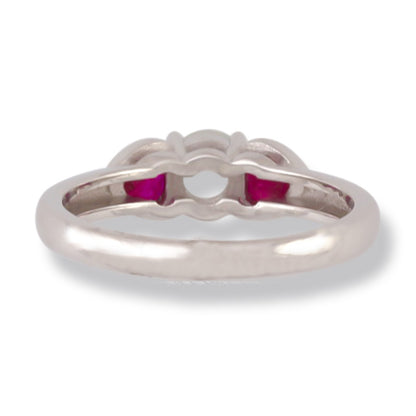 18K WHITE GOLD ICE JADEITE JADE AND RUBY RING UPC #377608