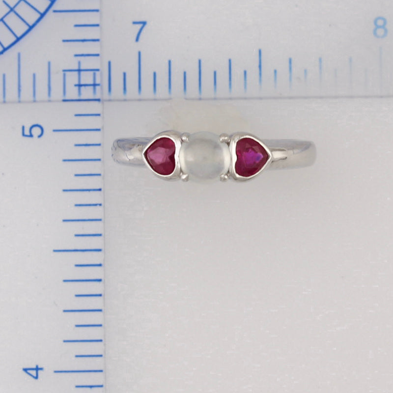 18K WHITE GOLD ICE JADEITE JADE AND RUBY RING UPC #377608