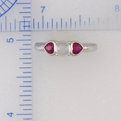 18K WHITE GOLD ICE JADEITE JADE AND RUBY RING UPC #377608