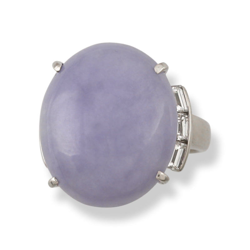 ESTATE PLATINUM LAVENDER JADEITE JADE RING UPC #385054