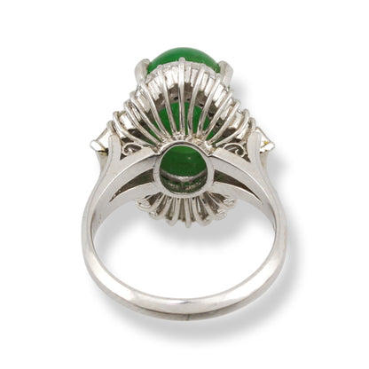 Estate Jade Ring | Vintage Green Jadeite Jade and Diamond Ballerina in Platinum | UPC #385313