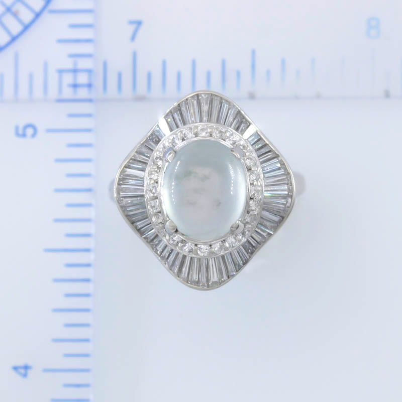 ICE JADEITE JADE AND DIAMOND PLATINUM RING UPC #393141