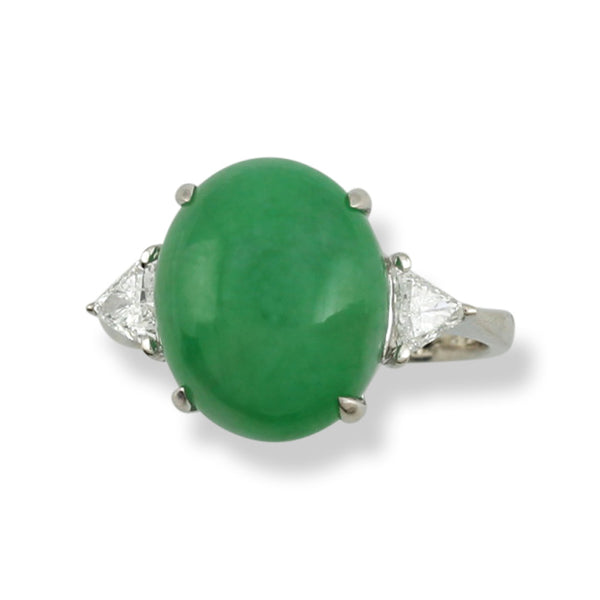 Platinum Apple Green Jadeite Jade and Diamond Ring | UPC