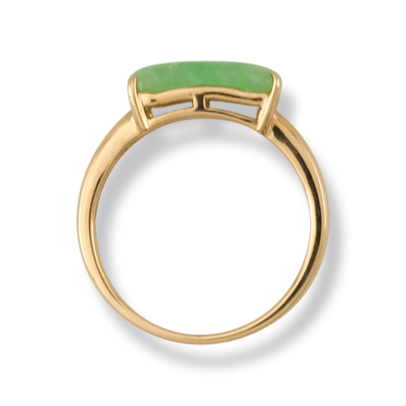 14K Green Jadeite Jade Saddle Ring | UPC #389977