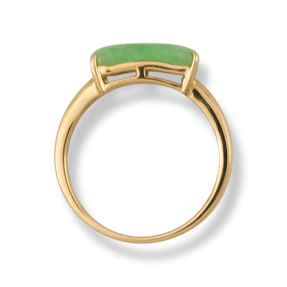 14K Green Jadeite Jade Saddle Ring | UPC #389977