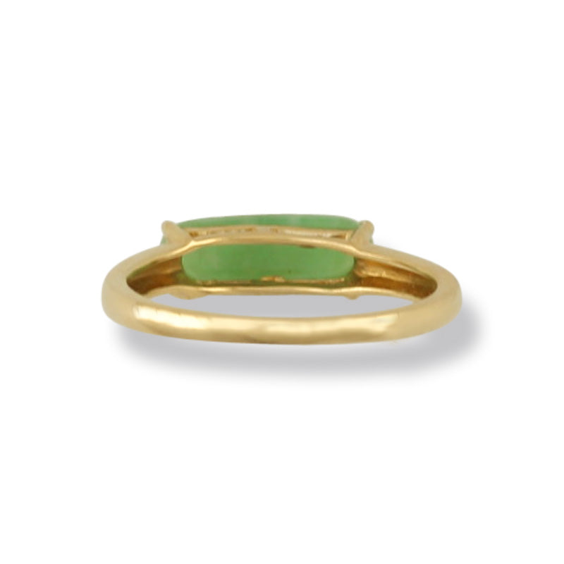 14K Green Jadeite Jade Saddle Ring | UPC #389977