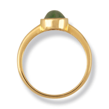 14K Yellow Gold Water Jadeite Jade Ring for Women | Jade Bezel Solitaire | UPC #390546