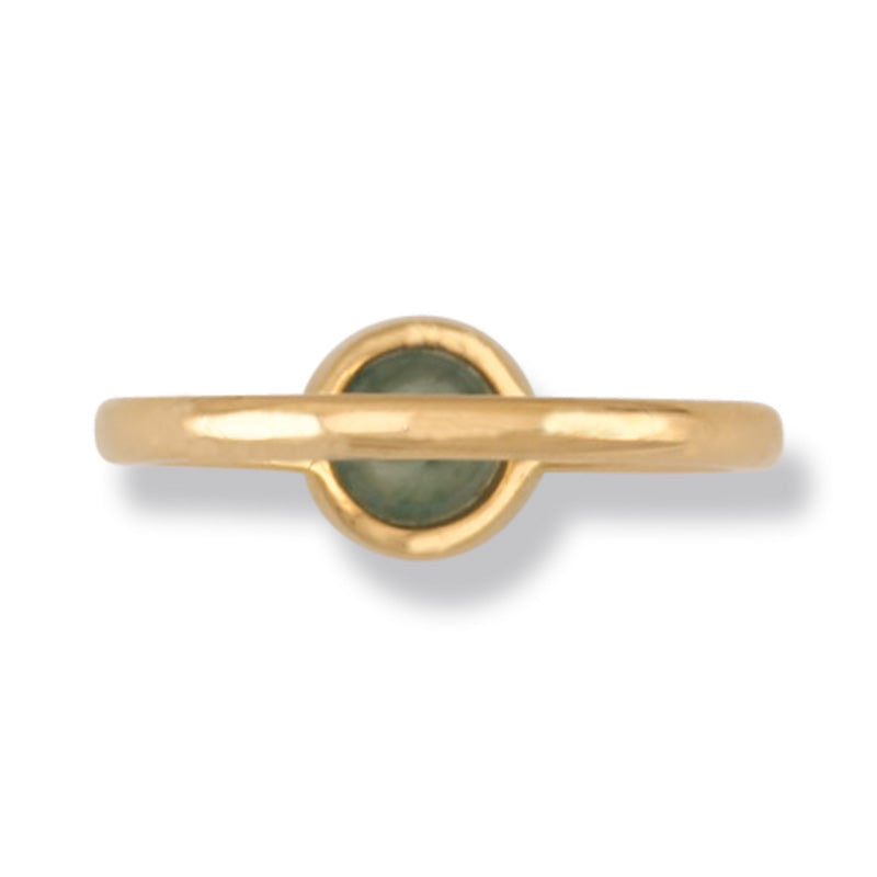 14K Yellow Gold Water Jadeite Jade Ring for Women | Jade Bezel Solitaire | UPC #390546