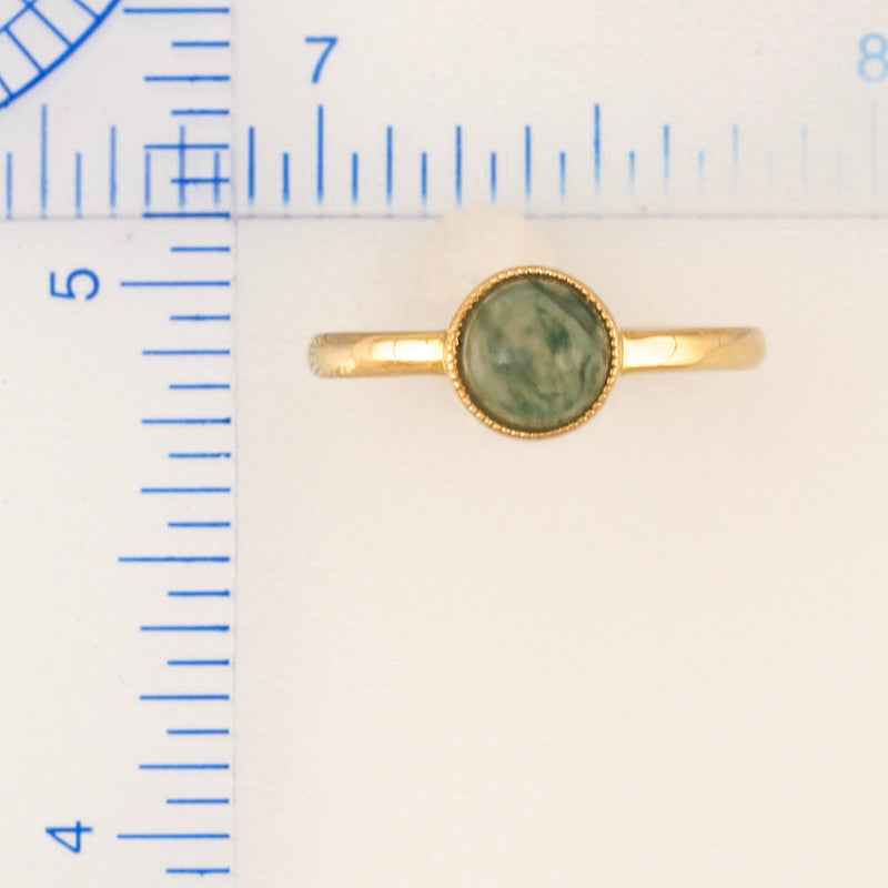 14K Yellow Gold Water Jadeite Jade Ring for Women | Jade Bezel Solitaire | UPC #390546