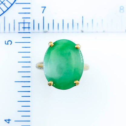 VINTAGE GREEN JADEITE JADE 14K YELLOW GOLD RING UPC #395039