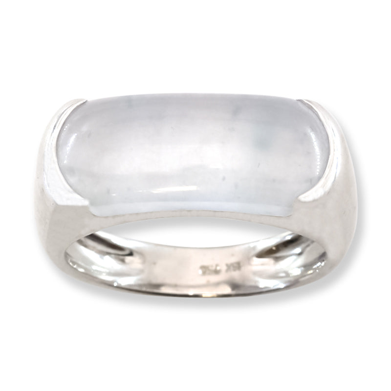 Estate Ice Jadeite Jade Saddle Ring in 18K White Gold | UPC #401389