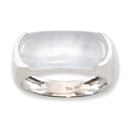 Estate Ice Jadeite Jade Saddle Ring in 18K White Gold | UPC #401389