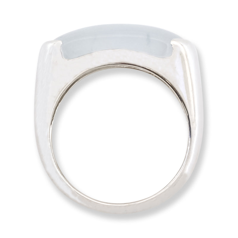 Estate Ice Jadeite Jade Saddle Ring in 18K White Gold | UPC #401389