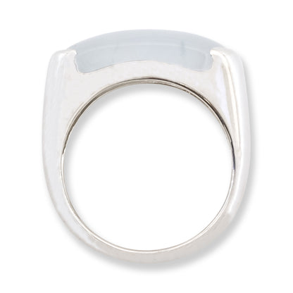 Estate Ice Jadeite Jade Saddle Ring in 18K White Gold | UPC #401389