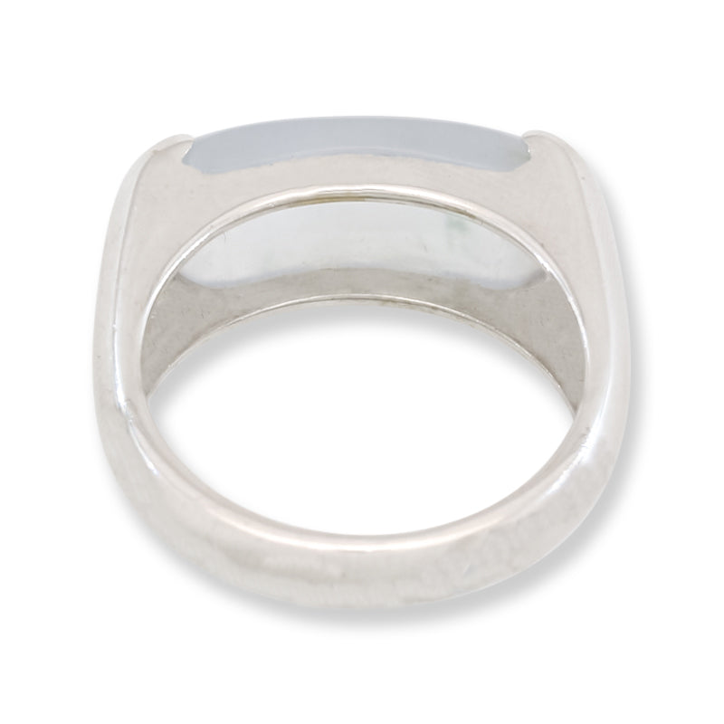 Estate Ice Jadeite Jade Saddle Ring in 18K White Gold | UPC #401389