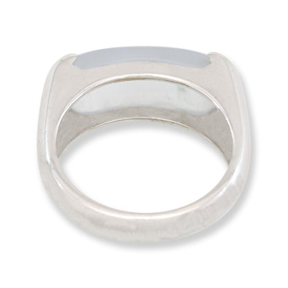 Estate Ice Jadeite Jade Saddle Ring in 18K White Gold | UPC #401389