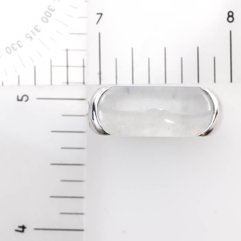 Estate Ice Jadeite Jade Saddle Ring in 18K White Gold | UPC #401389