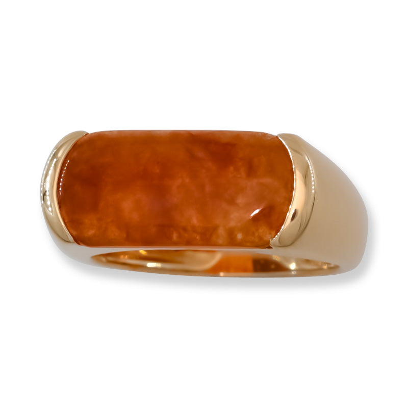 Estate Red Jadeite Jade Saddle Ring in 14K Yellow Gold | UPC #399211