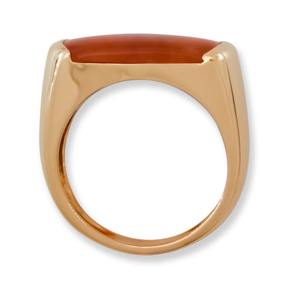 Estate Red Jadeite Jade Saddle Ring in 14K Yellow Gold | UPC #399211