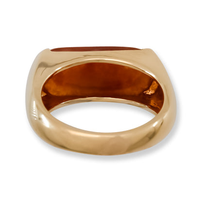 Estate Red Jadeite Jade Saddle Ring in 14K Yellow Gold | UPC #399211