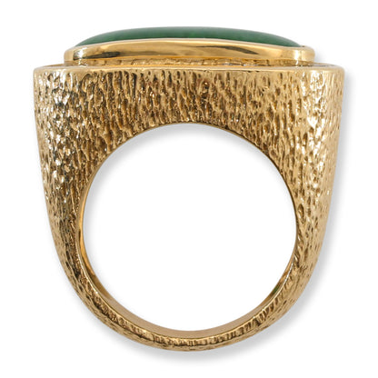 Estate Green Jadeite Jade Saddle Ring in 18K Yellow Gold | UPC #399242
