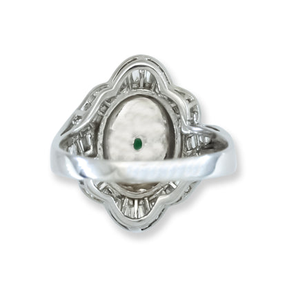 Estate Jade Ring | Vintage Green Jadeite Jade and Diamond Ring in 18K White Gold | UPC #399709