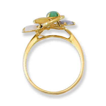Vintage Rainbow Jadeite Jade 14K Yellow Gold Ring jade jewelry