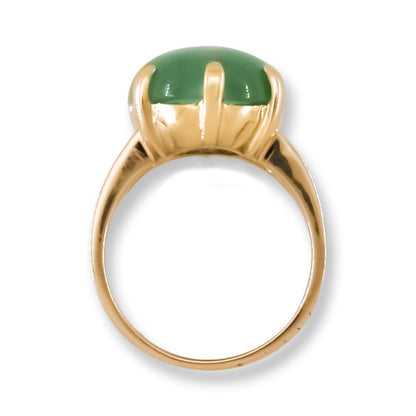 Estate Jade Ring | Vintage Green Jadeite Jade Ring in 14K Yellow Gold | UPC #4040915