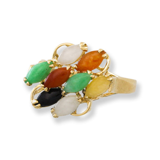 Vintage Rainbow Jadeite Jade 14k Yellow Gold Ring | UPC #405035