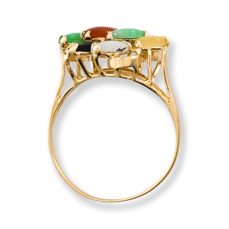 Vintage Rainbow Jadeite Jade 14k Yellow Gold Ring | UPC #405035